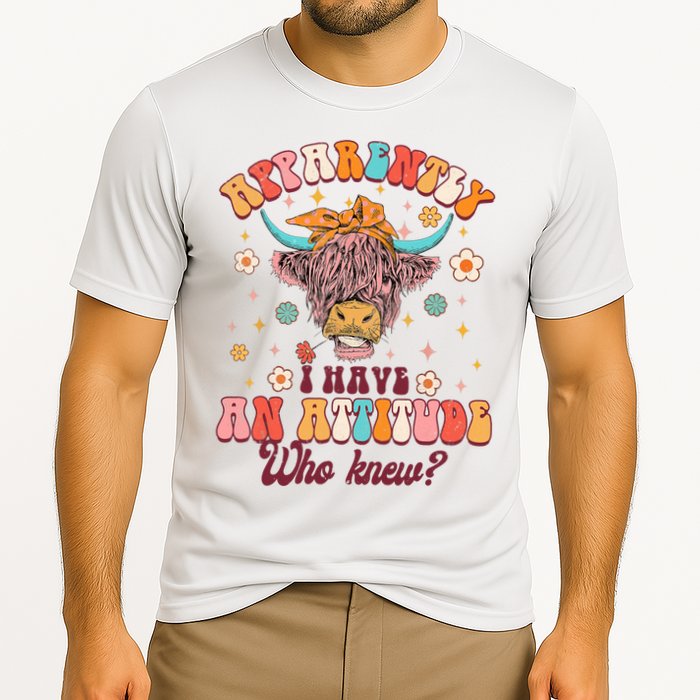 Apparently I Have An Attitude Funny Cow Lover Sarcasm Groovy Performance Shirt