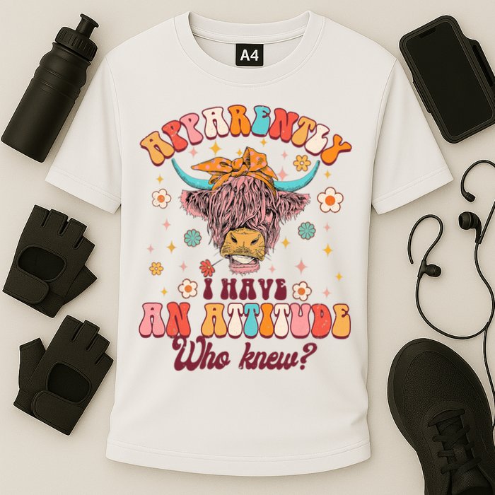 Apparently I Have An Attitude Funny Cow Lover Sarcasm Groovy Performance Shirt