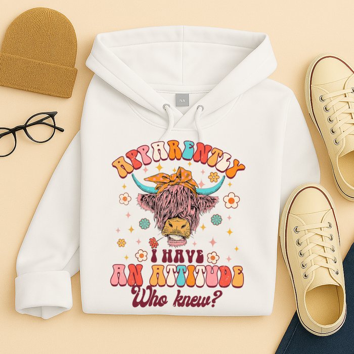 Apparently I Have An Attitude Funny Cow Lover Sarcasm Groovy Hoodie