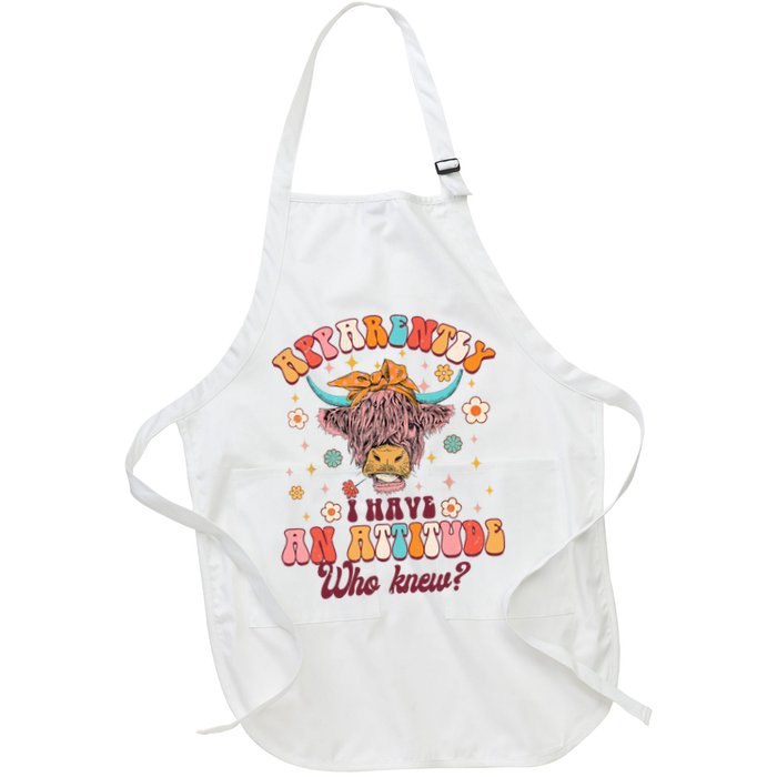 Apparently I Have An Attitude Funny Cow Lover Sarcasm Groovy Apron