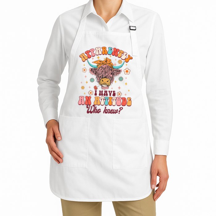 Apparently I Have An Attitude Funny Cow Lover Sarcasm Groovy Apron