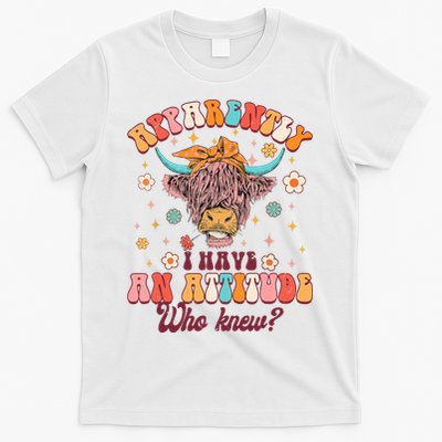 Apparently I Have An Attitude Funny Cow Lover Sarcasm Groovy T-Shirt