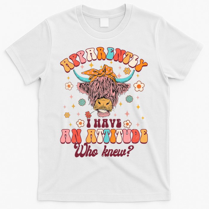 Apparently I Have An Attitude Funny Cow Lover Sarcasm Groovy T-Shirt