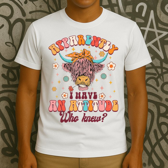 Apparently I Have An Attitude Funny Cow Lover Sarcasm Groovy T-Shirt
