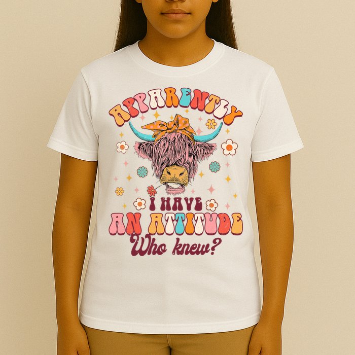 Apparently I Have An Attitude Funny Cow Lover Sarcasm Groovy T-Shirt