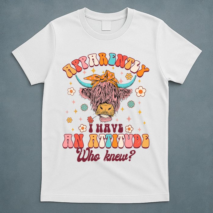 Apparently I Have An Attitude Funny Cow Lover Sarcasm Groovy T-Shirt