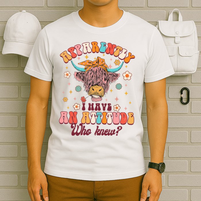 Apparently I Have An Attitude Funny Cow Lover Sarcasm Groovy T-Shirt