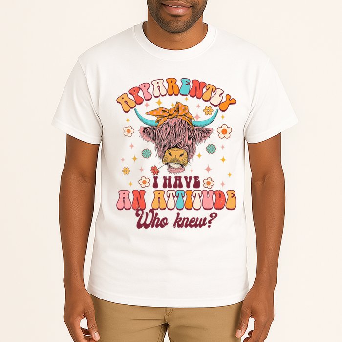 Apparently I Have An Attitude Funny Cow Lover Sarcasm Groovy Tall T-Shirt