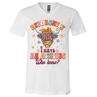 Apparently I Have An Attitude Funny Cow Lover Sarcasm Groovy V-Neck T-Shirt