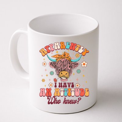 Apparently I Have An Attitude Funny Cow Lover Sarcasm Groovy Mug