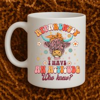 Apparently I Have An Attitude Funny Cow Lover Sarcasm Groovy Mug