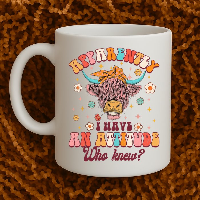 Apparently I Have An Attitude Funny Cow Lover Sarcasm Groovy Mug