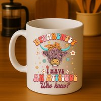 Apparently I Have An Attitude Funny Cow Lover Sarcasm Groovy Mug