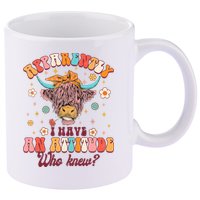 Apparently I Have An Attitude Funny Cow Lover Sarcasm Groovy 11oz C Handle Ceramic Mug