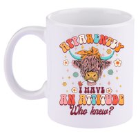 Apparently I Have An Attitude Funny Cow Lover Sarcasm Groovy 11oz C Handle Ceramic Mug