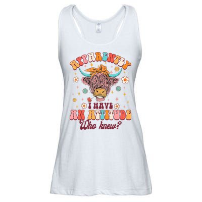 Apparently I Have An Attitude Funny Cow Lover Sarcasm Groovy Ladies Essential Flowy Tank