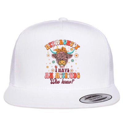 Apparently I Have An Attitude Funny Cow Lover Sarcasm Groovy Flatbill Hat