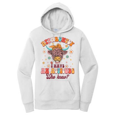 Apparently I Have An Attitude Funny Cow Lover Sarcasm Groovy Women's Pullover Hoodie