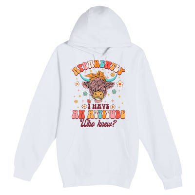 Apparently I Have An Attitude Funny Cow Lover Sarcasm Groovy Premium Pullover Hoodie