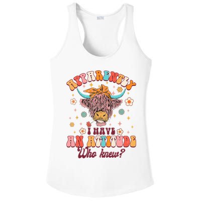 Apparently I Have An Attitude Funny Cow Lover Sarcasm Groovy Ladies PosiCharge Competitor Racerback Tank
