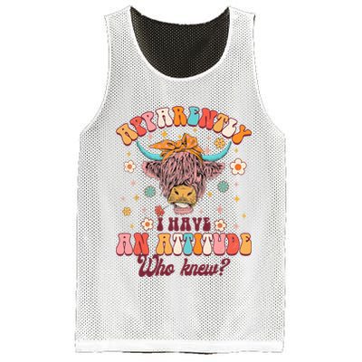 Apparently I Have An Attitude Funny Cow Lover Sarcasm Groovy Mesh Reversible Basketball Jersey Tank
