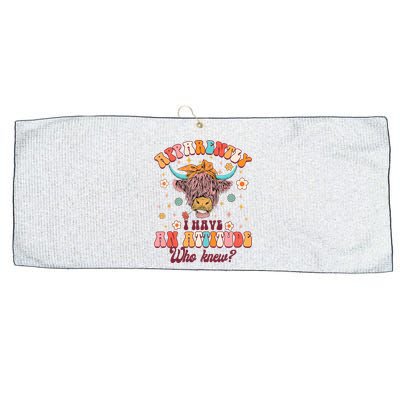 Apparently I Have An Attitude Funny Cow Lover Sarcasm Groovy Large Microfiber Waffle Golf Towel
