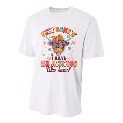 Apparently I Have An Attitude Funny Cow Lover Sarcasm Groovy Youth Performance Sprint T-Shirt