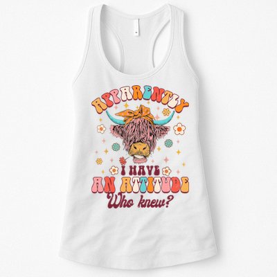Apparently I Have An Attitude Funny Cow Lover Sarcasm Groovy Womens Tank Top
