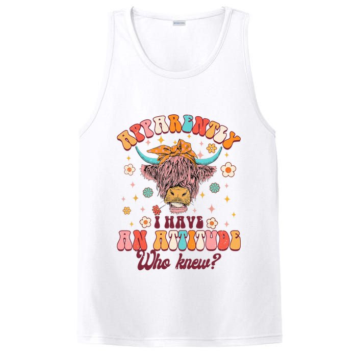 Apparently I Have An Attitude Funny Cow Lover Sarcasm Groovy PosiCharge Competitor Tank