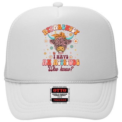 Apparently I Have An Attitude Funny Cow Lover Sarcasm Groovy Trucker Hat