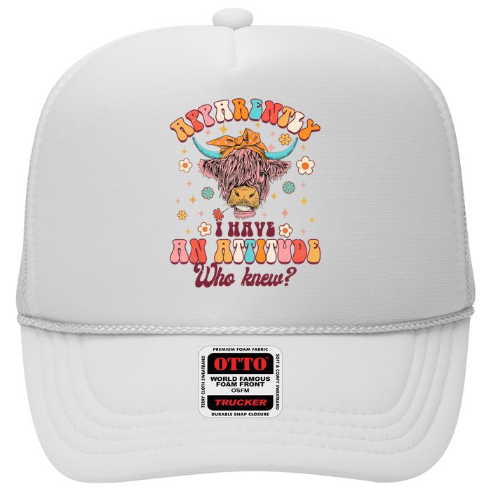 Apparently I Have An Attitude Funny Cow Lover Sarcasm Groovy Trucker Hat