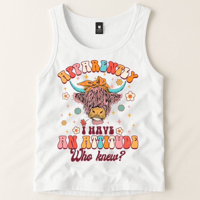 Apparently I Have An Attitude Funny Cow Lover Sarcasm Groovy Tank Top