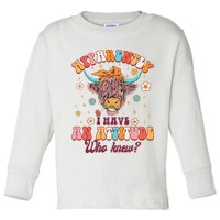 Apparently I Have An Attitude Funny Cow Lover Sarcasm Groovy Toddler Long Sleeve Shirt