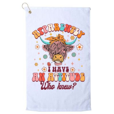 Apparently I Have An Attitude Funny Cow Lover Sarcasm Groovy Golf Towel