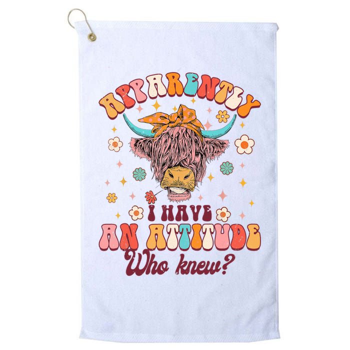 Apparently I Have An Attitude Funny Cow Lover Sarcasm Groovy Golf Towel
