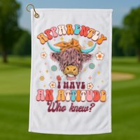 Apparently I Have An Attitude Funny Cow Lover Sarcasm Groovy Golf Towel