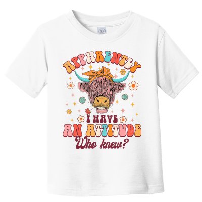Apparently I Have An Attitude Funny Cow Lover Sarcasm Groovy Toddler T-Shirt