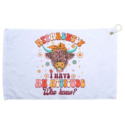 Apparently I Have An Attitude Funny Cow Lover Sarcasm Groovy Grommeted Golf Towel
