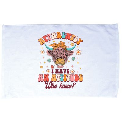 Apparently I Have An Attitude Funny Cow Lover Sarcasm Groovy Microfiber Hand Towel