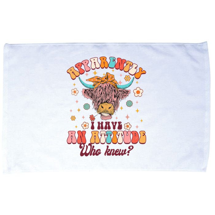 Apparently I Have An Attitude Funny Cow Lover Sarcasm Groovy Microfiber Hand Towel