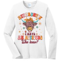 Apparently I Have An Attitude Funny Cow Lover Sarcasm Groovy Ladies Long Sleeve Shirt