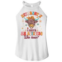 Apparently I Have An Attitude Funny Cow Lover Sarcasm Groovy Women's Perfect Tri Rocker Tank