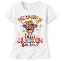 Apparently I Have An Attitude Funny Cow Lover Sarcasm Groovy Womens T-Shirt