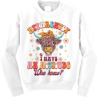Apparently I Have An Attitude Funny Cow Lover Sarcasm Groovy Kids Sweatshirt