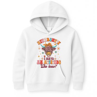 Apparently I Have An Attitude Funny Cow Lover Sarcasm Groovy Kids Hoodie