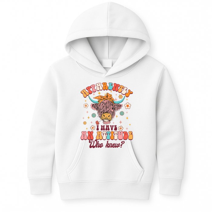 Apparently I Have An Attitude Funny Cow Lover Sarcasm Groovy Kids Hoodie