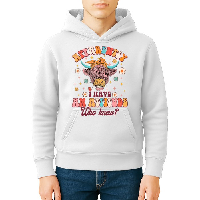 Apparently I Have An Attitude Funny Cow Lover Sarcasm Groovy Kids Hoodie