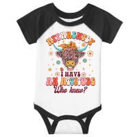 Apparently I Have An Attitude Funny Cow Lover Sarcasm Groovy Infant Baby Jersey Bodysuit