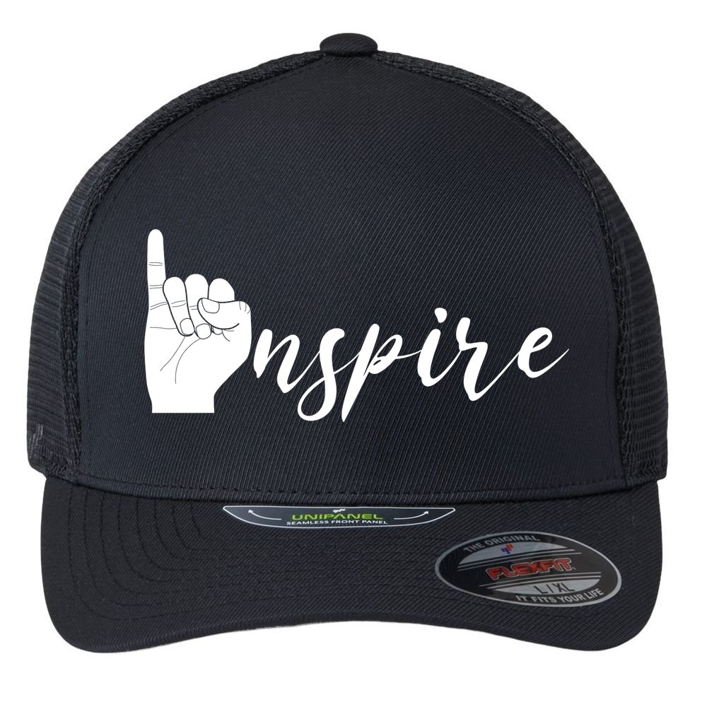 ASL I Hand Inspire SIgn Langage Flexfit Unipanel Trucker Cap