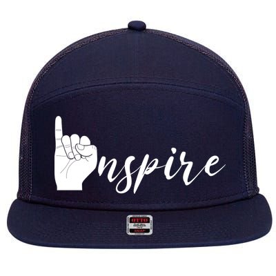 ASL I Hand Inspire SIgn Langage 7 Panel Mesh Trucker Snapback Hat